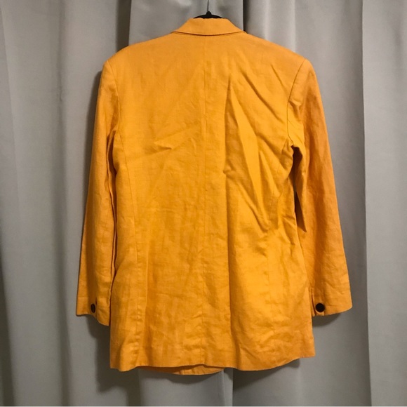 Marie Ellyse Women’s 100% Linen Mustard Yellow Vintage 80s Blazer - Picture 2 of 5